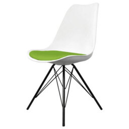 Fusion Living Soho White And Green Plastic Dining Chair With Black Metal Legs