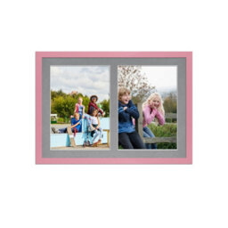 AK Frames 20X14 Pastel Pink Sleek Multi Photo Frame With Mid Grey Mount - Holds 2 Apertures (2X) A4 Photos - thumbnail 1