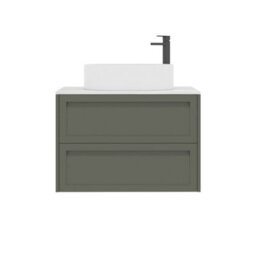 Royal Bathrooms Royal Bathroom Elmore 800mm Matt Green Wall Mounted Countertop Bathroom Vanity Unit 2 Drawer With Peak Basin - thumbnail 7