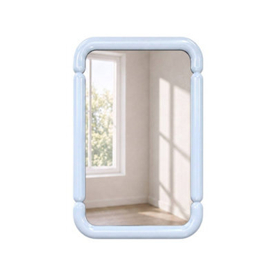 Sweeek - Rectangular Mirror With Wood Decor Light Blue 106X36X7 Cm - Volt - image 1