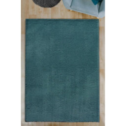 Melrose Plain Denim Blue Anti Slip Washable Medium Area Rug Mat 150/200 - thumbnail 1