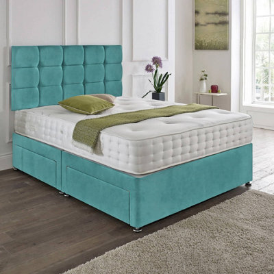 Dining Tables Rio Matching Headboard Divan Set, 2 Drawer On Same Side With Sprung 1500 Comfort Mattress - King - image 1