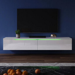 High Gloss Floating Led Tv Stand Black/white Unit Storage Cabinet  White 160X35X30Cm - thumbnail 5