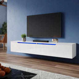 High Gloss Floating Led Tv Stand Black/white Unit Storage Cabinet  White 160X35X30Cm