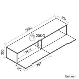 High Gloss Floating Led Tv Stand Black/white Unit Storage Cabinet  White 160X35X30Cm - thumbnail 2