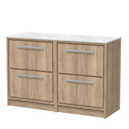 Hudson Reed Lille Floor Standing Four Drawer Contemporary Vanity Unit With Marble Worktop In Bleached Oak, 1210 X 460mm - thumbnail 2