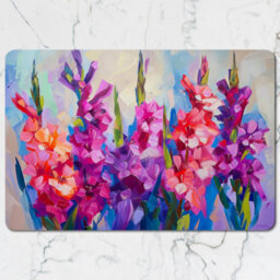 Benjamin Tate Design Abstract Floral Placemat And Coaster Set With Bright Purple Pink Flowers - thumbnail 2