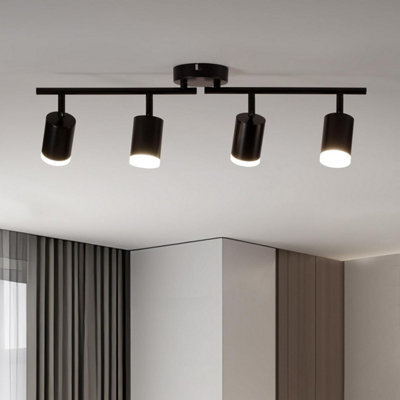Leselux Spotlight Ceiling Light 4 Way, Modern Led Black, Rotatable Kitchen Spot Lights Bar, Gu 10 Fitting For Bedroom Living