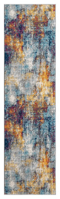 San Marino Modern Living Room Area Rug - Low Pile Abstract Design Muti Coloured 60Cm X 220Cm - image 1