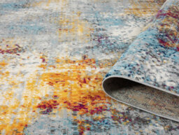 San Marino Modern Living Room Area Rug - Low Pile Abstract Design Muti Coloured 60Cm X 220Cm - thumbnail 4