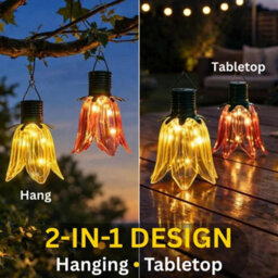 4 Pack Solar Pink Yellow Tulip Led Hanging Lights - thumbnail 2