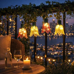 4 Pack Solar Pink Yellow Tulip Led Hanging Lights - thumbnail 4