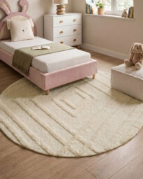 Beliani Kids Rug Turtuk  Light Beige 160 Cm Cotton - thumbnail 2
