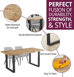 Hallowood Furniture Cullompton Large Dining Table With Live Edge Effect And 4 Grey Fabric Arm Chair - thumbnail 2