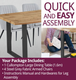 Hallowood Furniture Cullompton Large Dining Table With Live Edge Effect And 4 Grey Fabric Arm Chair - thumbnail 7
