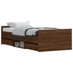Berkfield Bed Frame With Headboard And Footboard Brown Oak 100X200 Cm - thumbnail 3