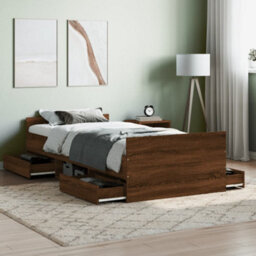 Berkfield Bed Frame With Headboard And Footboard Brown Oak 100X200 Cm