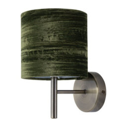 First Choice Lighting Brea - Antique Brass Wall Light With Green Crushed Velvet Shade