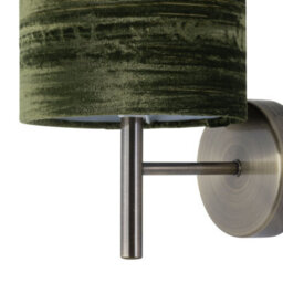 First Choice Lighting Brea - Antique Brass Wall Light With Green Crushed Velvet Shade - thumbnail 2