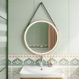 Tradeprices Bathrooms Solar 600mm Brushed Brass Round Led Bathroom Mirror Inc Strap - thumbnail 7