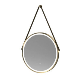 Tradeprices Bathrooms Solar 600mm Brushed Brass Round Led Bathroom Mirror Inc Strap - thumbnail 2