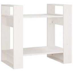 Berkfield Book Cabinet/room Divider White 60X35X57 Cm Solid Wood Pine - thumbnail 2