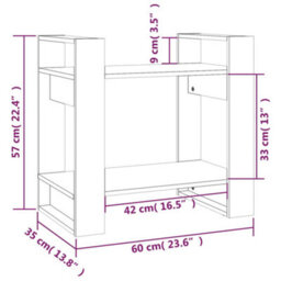 Berkfield Book Cabinet/room Divider White 60X35X57 Cm Solid Wood Pine - thumbnail 8