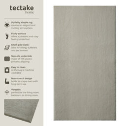 Tectake Rug Zonelle Short Pile And Ultra-Soft Carpet In Rectangular Or Round Design 80 X 150 Cm - Sand - thumbnail 2