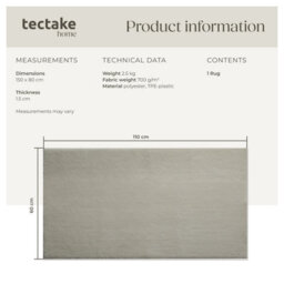 Tectake Rug Zonelle Short Pile And Ultra-Soft Carpet In Rectangular Or Round Design 80 X 150 Cm - Sand - thumbnail 6