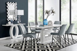 Furniturebox Uk Arezzo Large Extending Dining Table And 6 Grey Pesaro Black Leg Chairs - thumbnail 1
