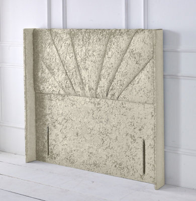 "Adore Designs Alexander Winged Crushed Velvet 3Ft Single 50"" Floor Standing Headboard - Cream"