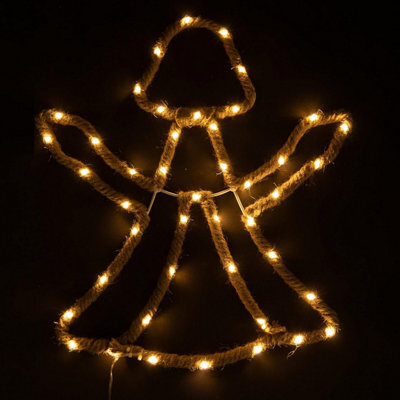 Garden Store Direct Shatchi Christmas Angel Silhouette Led Hemp Rope Lights Xmas Decoration Battery Operated - image 1