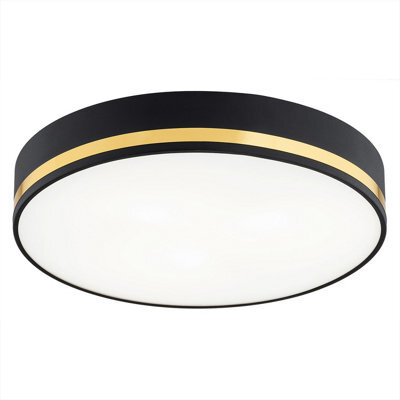 Luminosa Lighting Luminosa Amore 35Cm Flush Ceiling 2 Light Black Structure With Gold Strip - image 1