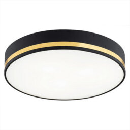 Luminosa Lighting Luminosa Amore 35Cm Flush Ceiling 2 Light Black Structure With Gold Strip - thumbnail 1