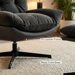 Accent Chair With Footstool, Upholstered Lounge Chair - thumbnail 3