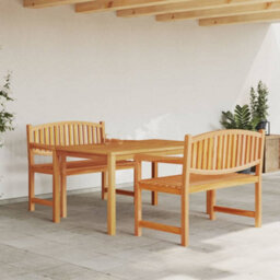 Berkfield 3 Piece Garden Dining Set Solid Wood Teak - thumbnail 1