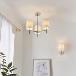 Luminosa Lighting Luminosa Brio 3 Light Semi Flush Multi Arm Ceiling Light Chrome, Off White Silk Effect, E14 - thumbnail 3