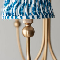 Loops Elegant 2 Pack Of Hanging Pendant Lights In Brushed Brass And Marlin Blue Fabric - thumbnail 4