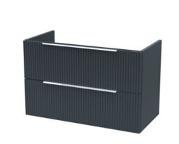 Hudson Reed Fluted 800mm Wall Hung 2-Drawer Unit-Soft Black