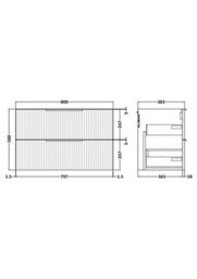 Hudson Reed Fluted 800mm Wall Hung 2-Drawer Unit-Soft Black - thumbnail 2
