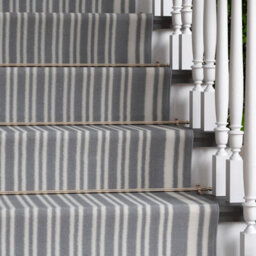 Loomed Grey Striped Cut To Measure Stair Carpet Runner 70Cm Wide - thumbnail 2