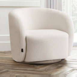 Accent Swivel Chair Lounge Tub Armchair White Cream - thumbnail 1