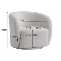 Accent Swivel Chair Lounge Tub Armchair White Cream - thumbnail 2