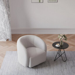 Accent Swivel Chair Lounge Tub Armchair White Cream - thumbnail 5