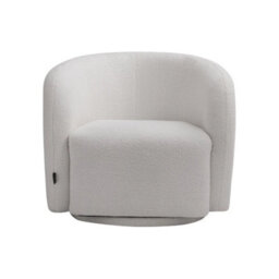 Accent Swivel Chair Lounge Tub Armchair White Cream - thumbnail 6