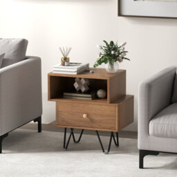 Costway Set Of 2 Sofa Side Tables Modern Bedside Tables With Removable Drawer Natural - thumbnail 8