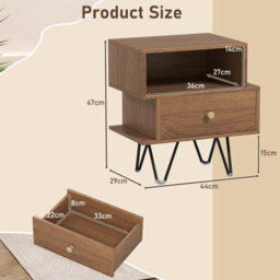Costway Set Of 2 Sofa Side Tables Modern Bedside Tables With Removable Drawer Natural - thumbnail 2