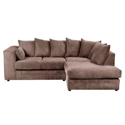 SquareBoxx Lennox Jumbo Cord Corner Sofa Right Hand Facing Chaise Chocolate