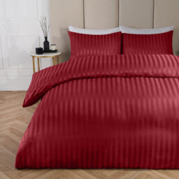Ameha Red Striped Microfibre Bedding Set Single, Reversible & Breathable Duvet Cover, Fitted Sheet & Pillowcase - thumbnail 6