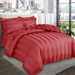Ameha Red Striped Microfibre Bedding Set Single, Reversible & Breathable Duvet Cover, Fitted Sheet & Pillowcase - thumbnail 5